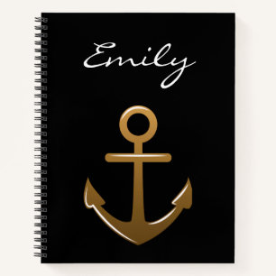 Black and Gold Anchor Notebook