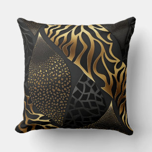 Black and Gold Animal Print (11) Cushion