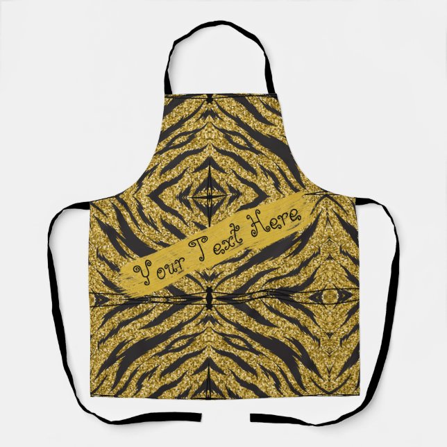 Black and gold animal print apron (Front)