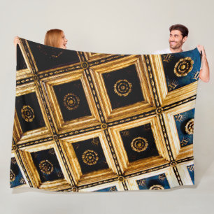 Black and Gold Architecture Fleece Blanket
