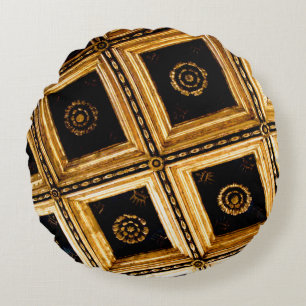 Black and Gold Architecture  Round Cushion