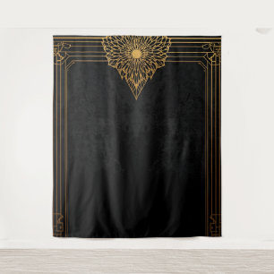 Black and Gold Art Deco Backdrop Tapestry
