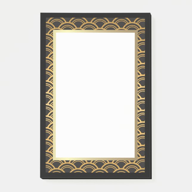 Black and Gold Art Deco Border Post-it Notes (Front)