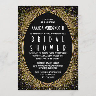 Black and Gold Art Deco Bridal Shower Invitations