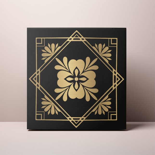 Black and Gold Art Deco Ceramic Tile (Creator Uploaded)