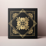 Black and Gold Art Deco Ceramic Tile<br><div class="desc">Decorate the office with this Black and Gold Art Deco design. You can customise this further by clicking on the "PERSONALIZE" button. Change the background colour if you like. For further questions please contact us at ThePaperieGarden@gmail.com.</div>