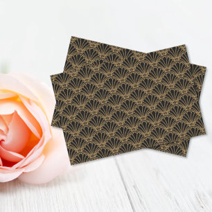 Black and Gold Art Deco Fan Flowers Motif Tissue Paper