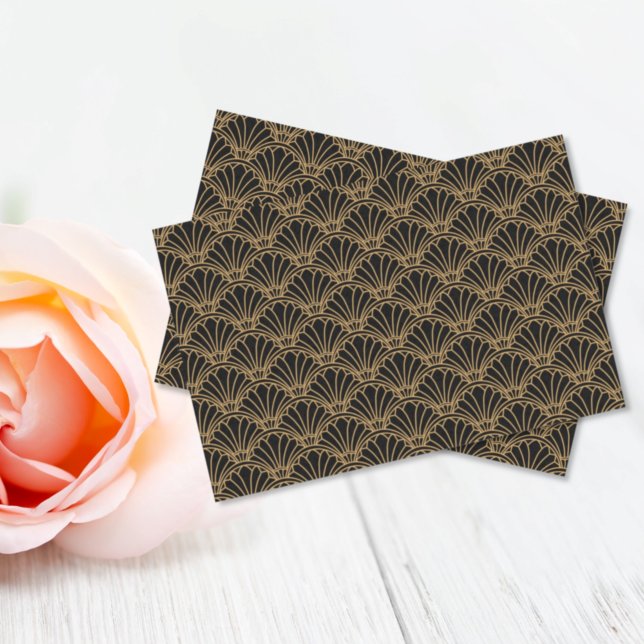 Black and Gold Art Deco Fan Flowers Motif Tissue Paper (Creator Uploaded)