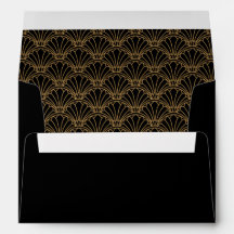 Black and Gold Art Deco Fan Flowers Wedding   