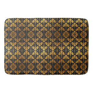 black and gold Art Deco fan pattern Bath Mat