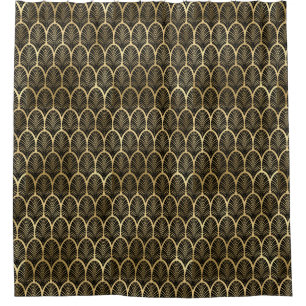 Black and Gold Art Deco Gatsby Pattern Shower Curtain