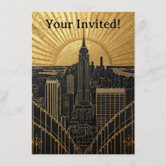 Black and Gold Art Deco Invitation