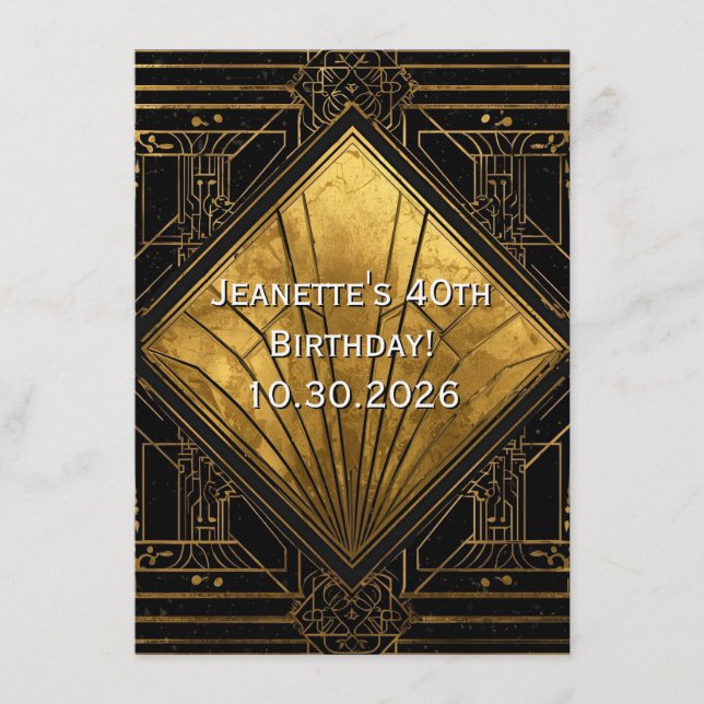 Black and Gold Art Deco Invitation (Front)