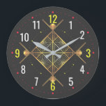 Black and Gold Art Deco - Modern Visions Geometric Large Clock<br><div class="desc">Introducing the Black and Gold Art Deco Decor - Modern Visions Geometric wall clock, a stunning timepiece that exudes elegance and sophistication. Featuring bold numbers and hands, this clock is perfect for any living room, kitchen, bedroom, or office. Its sleek design and art deco style make it a must-have for...</div>