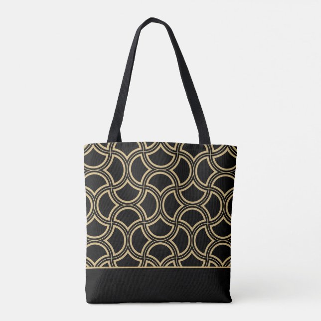 Black and gold art-deco pattern 12 tote bag (Back)