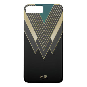 Black and Gold Art Deco Pattern with Any Monogram iPhone 8 Plus/7 Plus Case