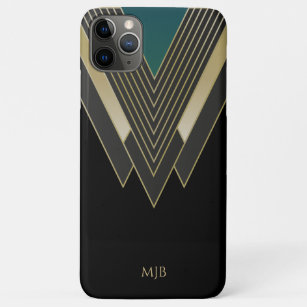 Black and Gold Art Deco Pattern with Monogram Case-Mate iPhone Case
