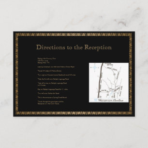 Black and Gold Art Deco Peacock Wedding Directions Enclosure Card
