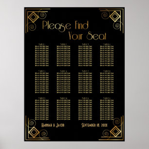 Black and Gold Art Deco Reception Seating Chart