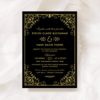 Black and Gold Art Deco Scrollwork Wedding