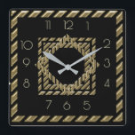 Black and gold Art Deco Square Wall Clock<br><div class="desc">Great clock design. You will love it like others. Be free to use this design for other product you like or to customise and add your text. Follow me for more. Thank you. Have a nice day.</div>