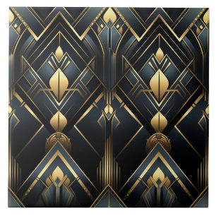 Black and Gold Art Deco style, Ceramic Tile