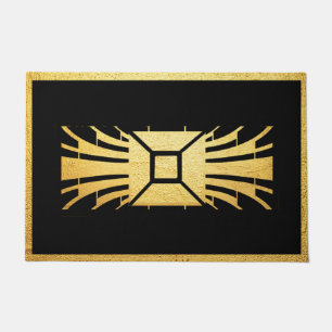 Black and Gold Art Deco Style Rug/Door Mat. Doormat