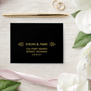 Black and Gold Art Deco Wedding RSVP Envelopes