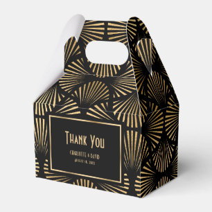 Black and Gold Art Deco Wedding Thank You Favour Box