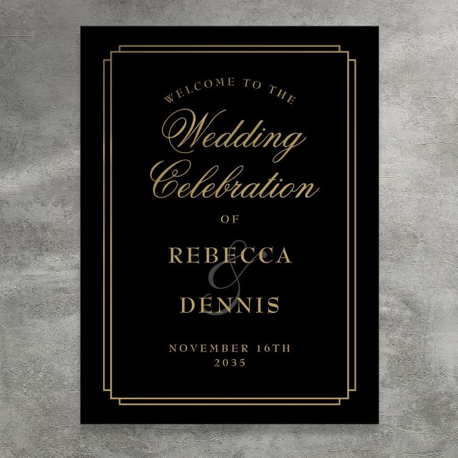 Black And Gold Art Deco Wedding Welcome Sign (Black And Gold Art Deco Wedding Welcome Sign)