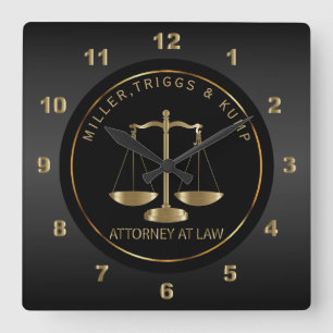 Black and Gold - Attorney at Law Square Wall Clock