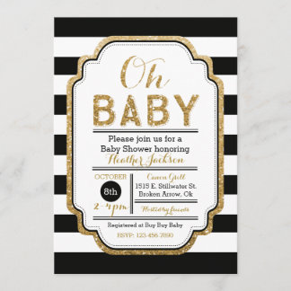 Black And Gold Baby Shower Invitation
