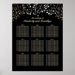 Black and Gold Baby's Breath Wedding Seating Chart