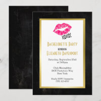 Black and Gold Bachelorette Party with Kissy Lips