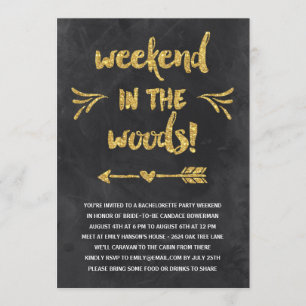 Black and Gold Bachelorette Weekend Cabin Invitation