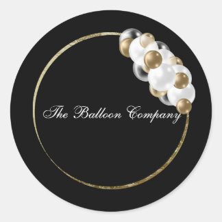 Black and Gold Balloon Arch and Foil Classic Round Sticker