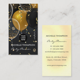 Black and Gold Balloon Party Planner Business Card