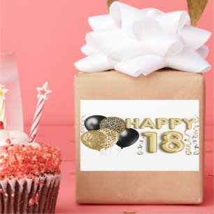 Black and Gold Balloons 18th Birthday Rectangular Sticker