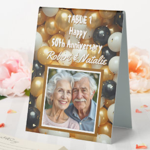 Black and Gold Balloons   Personalised Anniversary