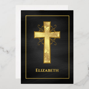 Black and Gold Baptism or Christening Filigree