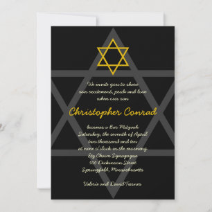 Black and Gold Bar Mitzvah Invitation