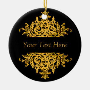 Black and Gold Baroque Christmas Ornament