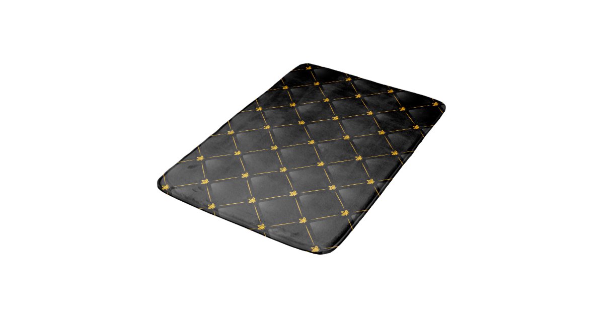 Black and Gold Bath Mat Zazzle