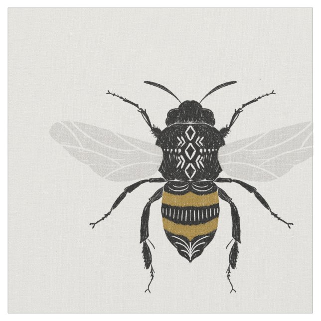 Black and Gold Bee Fabric (Close Up)