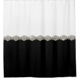 Black and Gold Bejeweled Shower Curtain