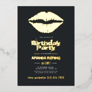 Black and Gold Birthday Foil Invitation