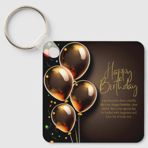 Black and Gold Birthday Key Ring