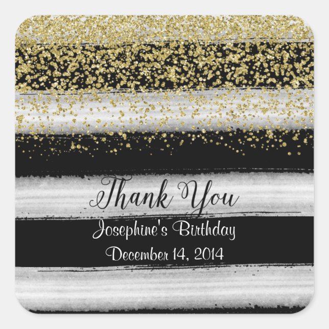Black and Gold Birthday Stickers (Front)