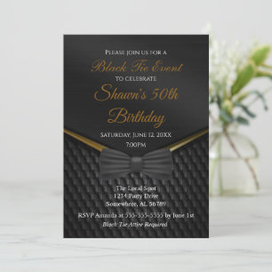 Black and Gold Black Tie 50th Birthday Invitation