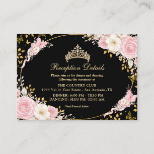 Black and Gold Blush Pink Quinceañera Butterfly Enclosure Card